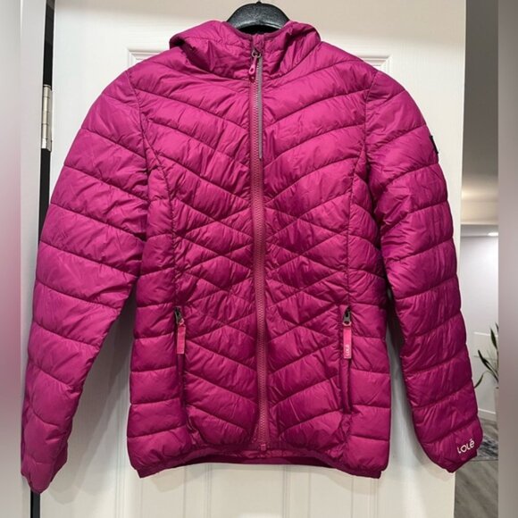 Lole Girls Magenta Lightweight Down Jacket Warm Hooded Puffer Coat Large Size - Picture 1 of 8